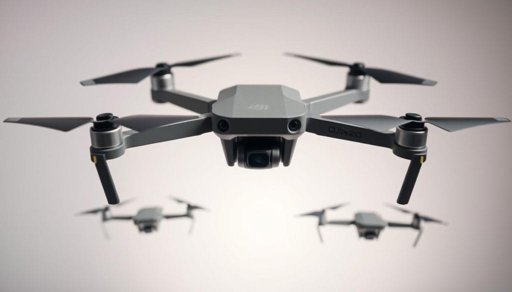A detailed, close-up view of the DJI Drone Mini Pro5, showcasing its intelligent flight modes. The drone is centered in the frame, its sleek and compact design highlighted by soft, directional lighting. The background is a clean, minimal studio setup, allowing the drone's features to take center stage. The image captures the drone in various flight positions, demonstrating its agility and advanced capabilities, such as object tracking, point of interest, and waypoint modes. The overall mood is professional, showcasing the drone's innovative technology and precision engineering. A detailed, close-up view of the DJI Drone Mini Pro5, showcasing its intelligent flight modes. The drone is centered in the frame, its sleek and compact design highlighted by soft, directional lighting. The background is a clean, minimal studio setup, allowing the drone's features to take center stage. The image captures the drone in various flight positions, demonstrating its agility and advanced capabilities, such as object tracking, point of interest, and waypoint modes. The overall mood is professional, showcasing the drone's innovative technology and precision engineering.