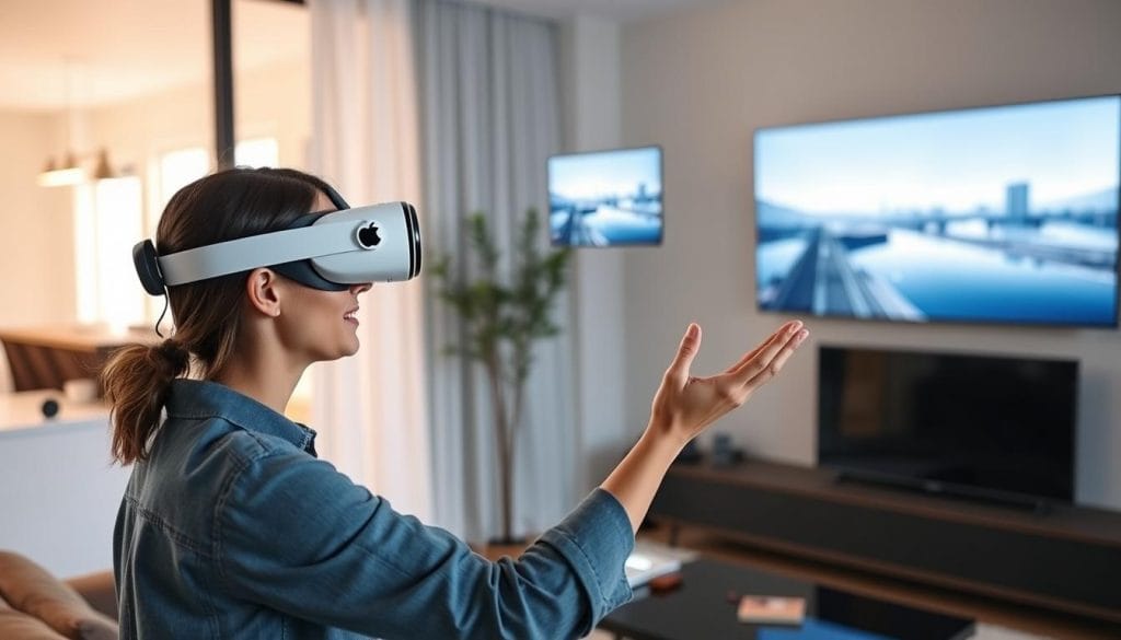 Apple Vision Pro mixed reality headset being used for immersive computing