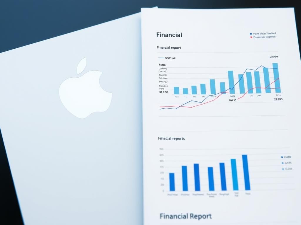 Apple financial report with charts showing revenue growth trends