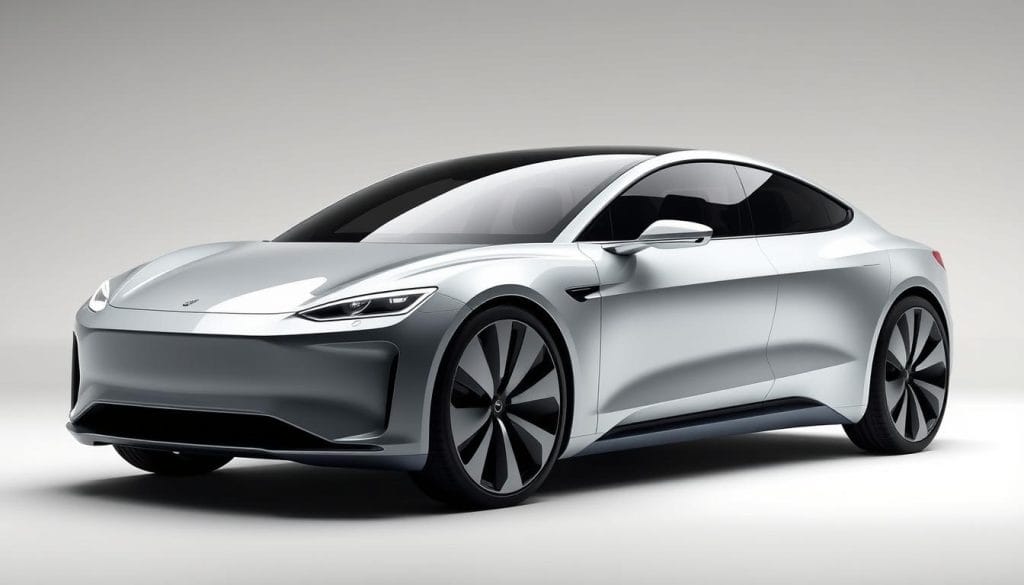 Conceptual rendering of a potential Apple Car design with minimalist aesthetic