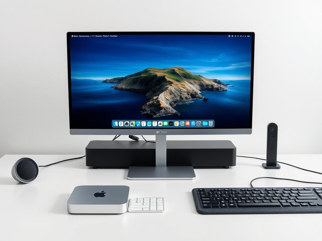 Mac mini M4 with external display showing macOS Tahoe desktop Mac mini M4 with external display showing macOS Tahoe desktop