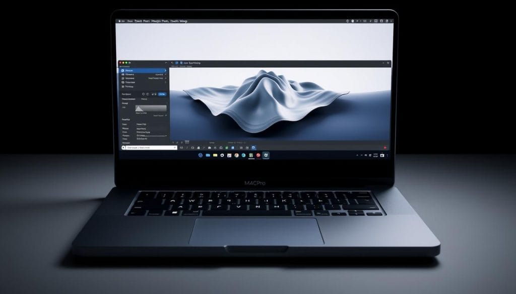MacBook Pro 14-inch with M4 Pro chip showing 3D rendering software MacBook Pro 14-inch with M4 Pro chip showing 3D rendering software