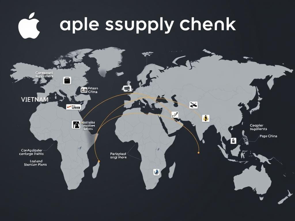 Supply chain map showing Apple's global manufacturing and assembly locations
