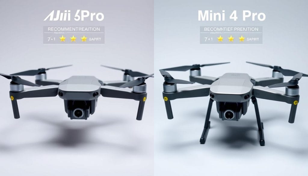 Final comparison shot of Mini 5 Pro vs. Mini 4 Pro with recommendation badges Final comparison shot of Mini 5 Pro vs. Mini 4 Pro with recommendation badges